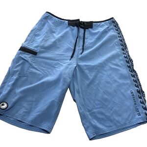 Maui Rippers Boardshorts Swim Surf Shorts Blue Cargo Pockets Men's 38 Hawaii